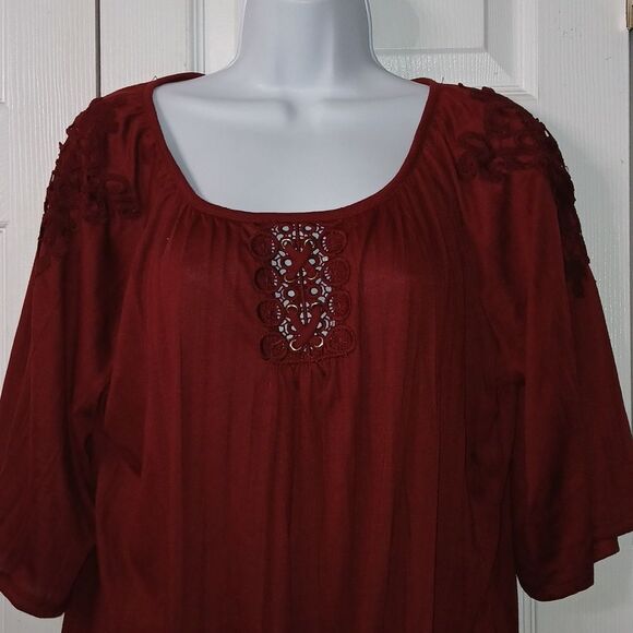 New York Laundry wine color tie front blouse top  Sz L  NWOT - Picture 3 of 9